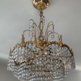 Cascade chandelier with bronze and crystal pendants