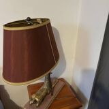 Lamp with elongated bronze deer