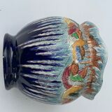 Art deco pot cache birds in old glazed ceramic