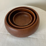 Set of three wooden salad bowls