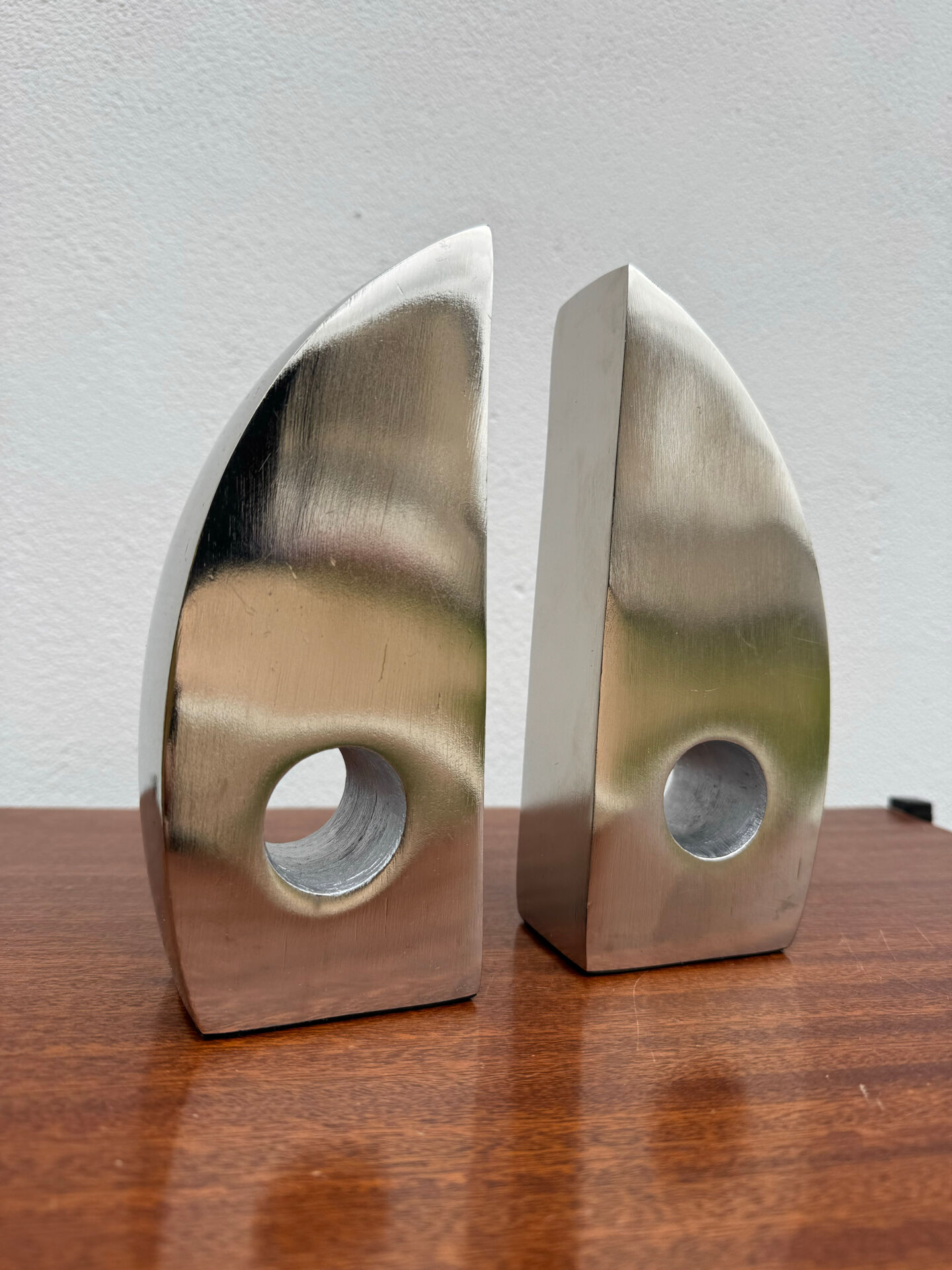 Bookends candle holders chrome aluminium