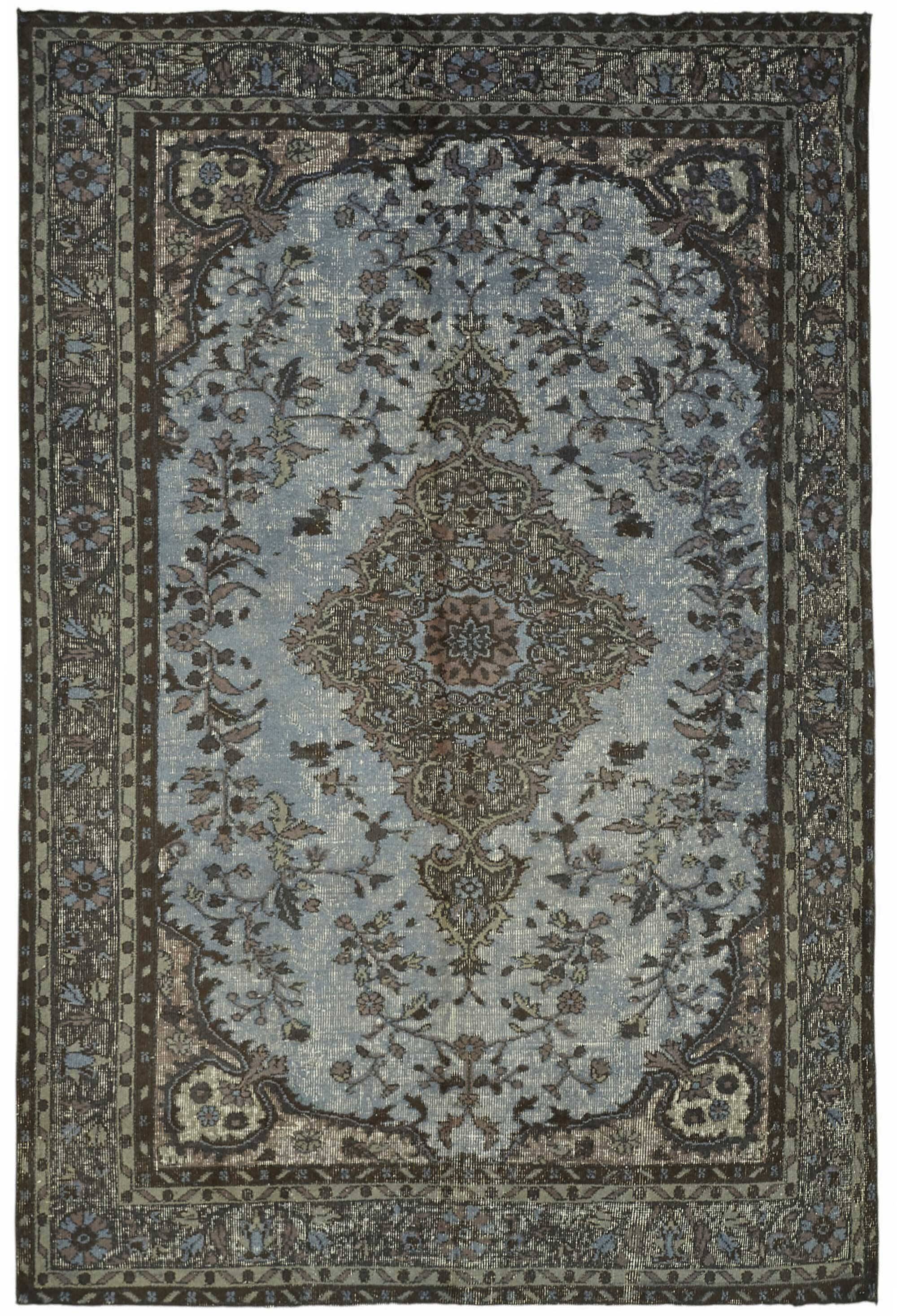 Overdyed Wool Vintage Handmade Carved Rug 172 cm x 267 cm