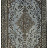 Overdyed Wool Vintage Handmade Carved Rug 172 cm x 267 cm
