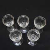 5 Old Port or Aperitif Glasses in Engraved Crystal with St Louis Palm Tree Decor?