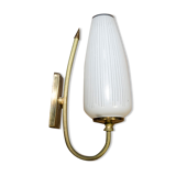 Ornate wall lamp made of milk glass and brass