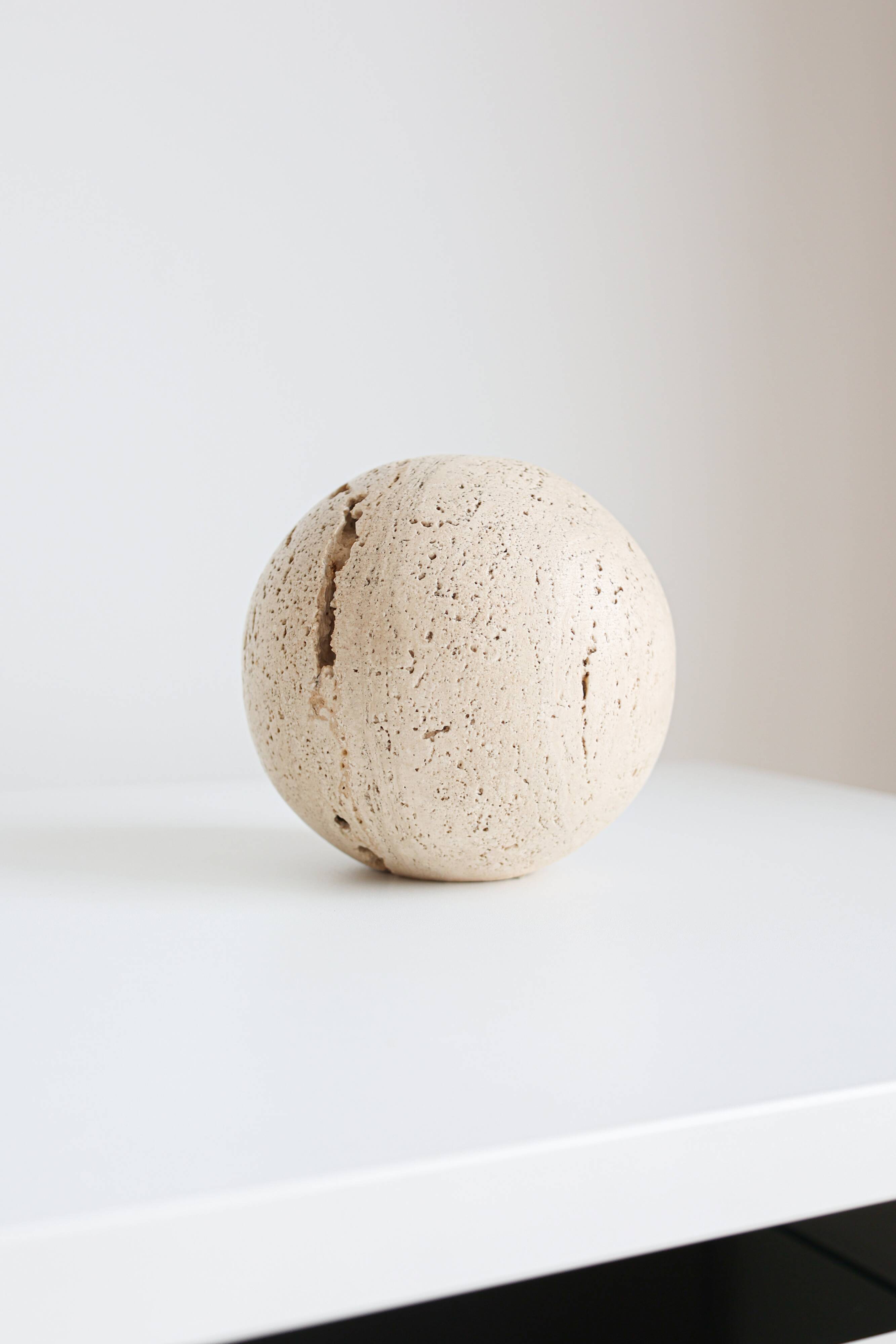 Vintage travertine decorative sphere, 1980s, Italy.