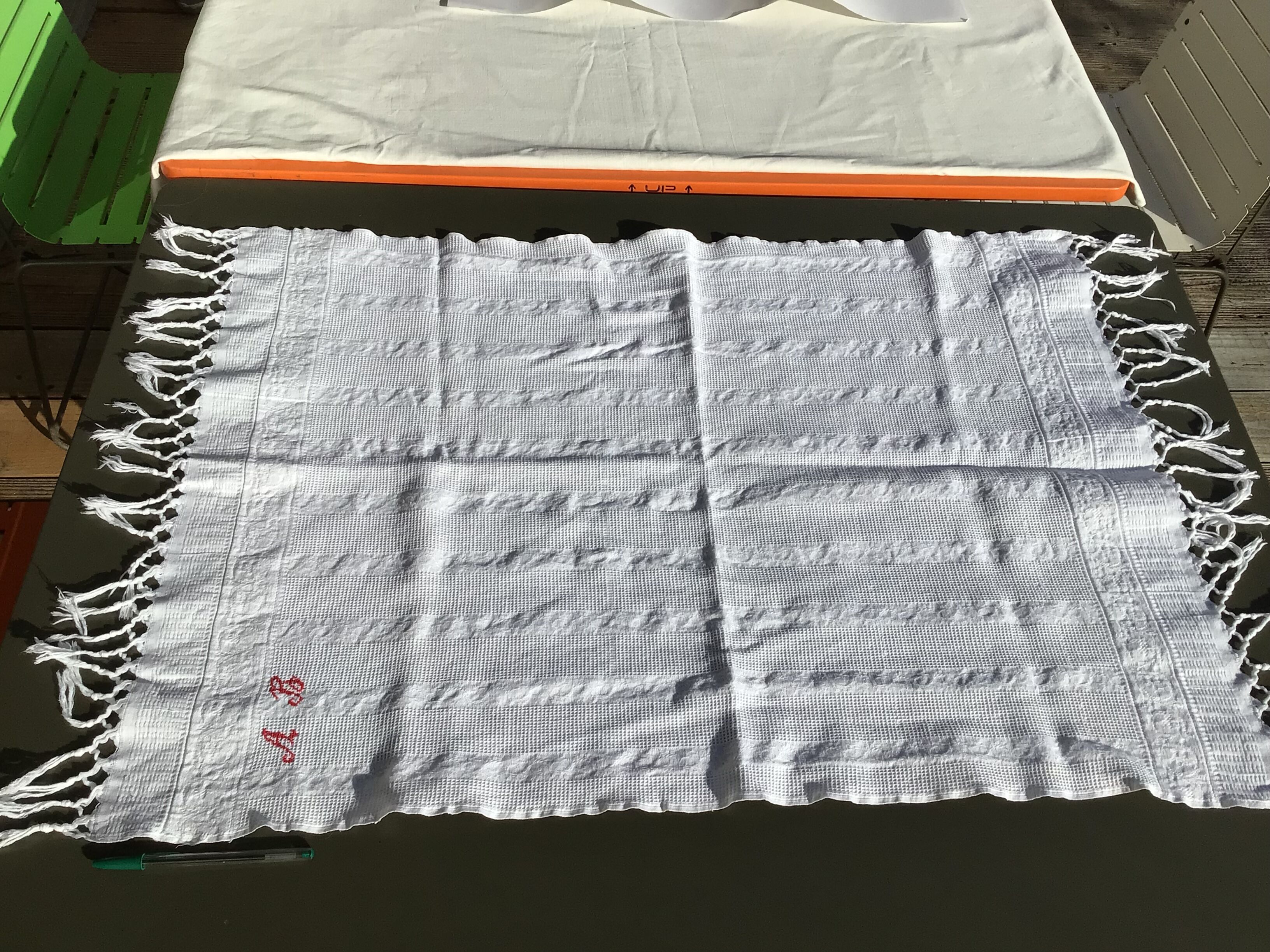 Monogram towel AB honeycomb cotton fringed old