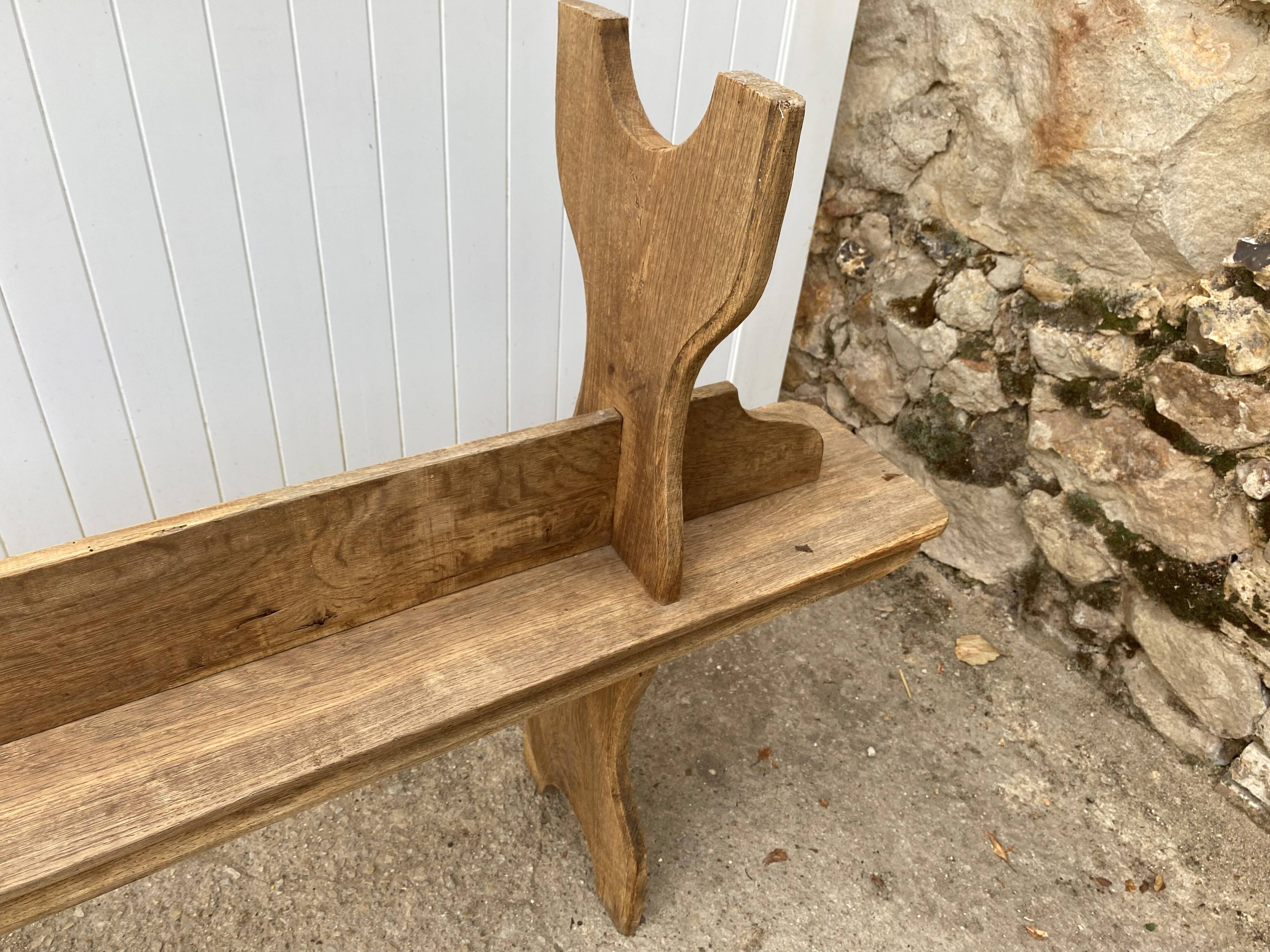 Pair of solid oak wood farmhouse benches 250cm rustic 1900