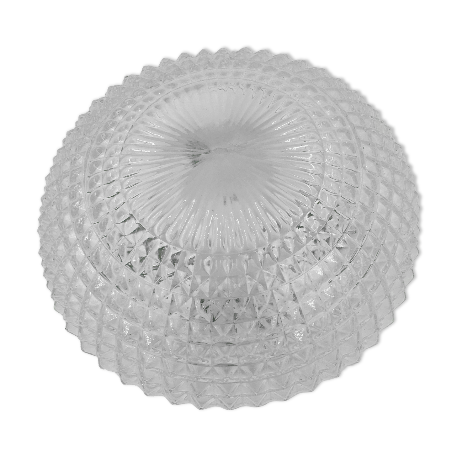 Ceiling lamp in molded glass in relief