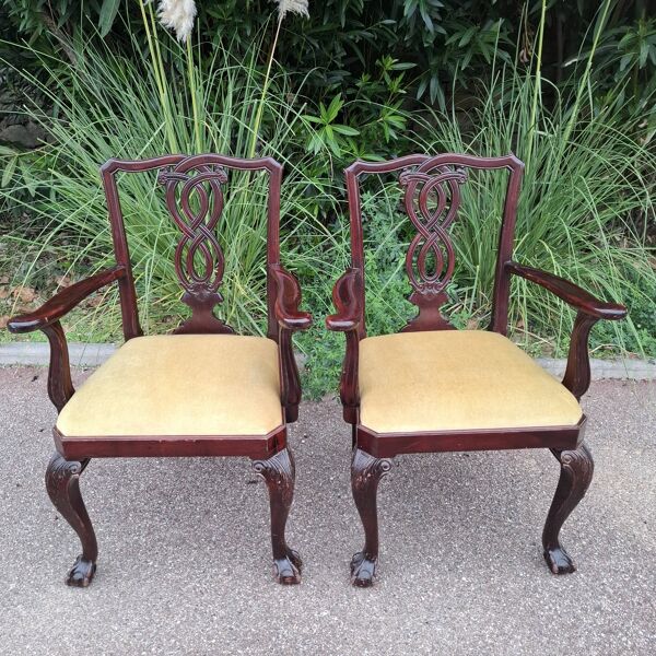 2 fauteuils de style Chippendale