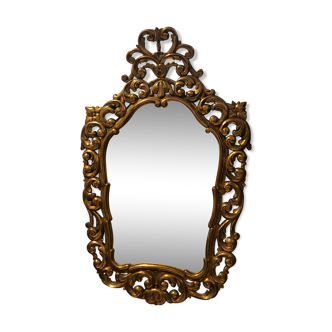 Italian mirror with golden pediment with late 19th leaf 87x130cm