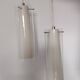 Transparent glass suspensions and white opaline glass inside.