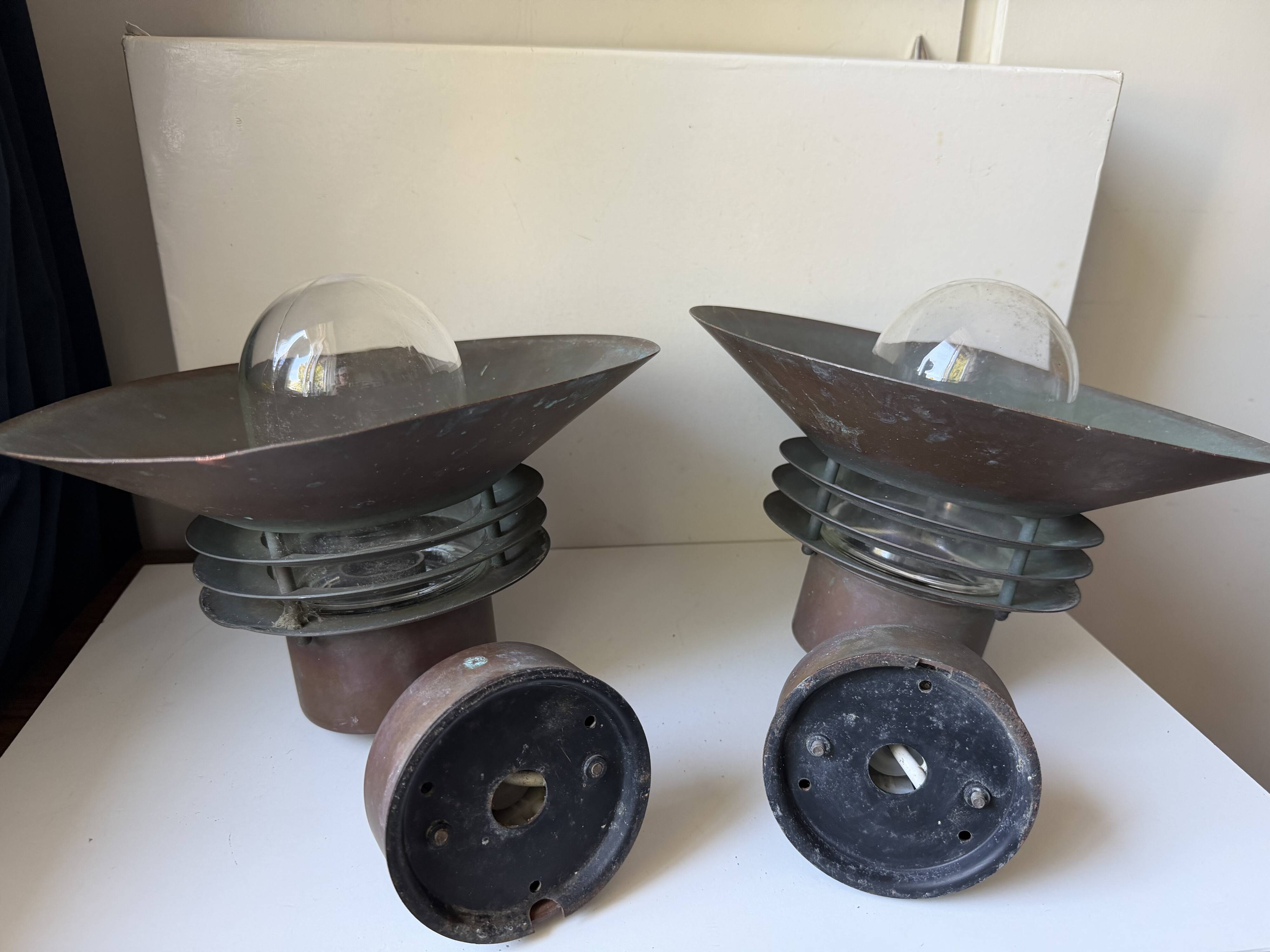 Pair of Danish Vintage Copper Wall Lamps