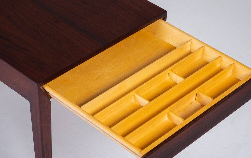 Side Table with Drawer in Rosewood by Severin Hansen for Haslev Møbelsnedkeri, 1950s