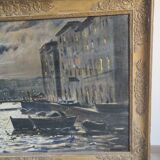 Painting venice by night oil on canvas j peters xixth century