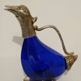 Vintage glass and silver-plated zoomorphic carafe
