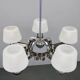 Chandelier en nickel Art Déco avec verre texturé, Tchécoslovaquie, années 1930
