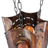 Accolay brutalist chandelier in copper and resin, 1960s