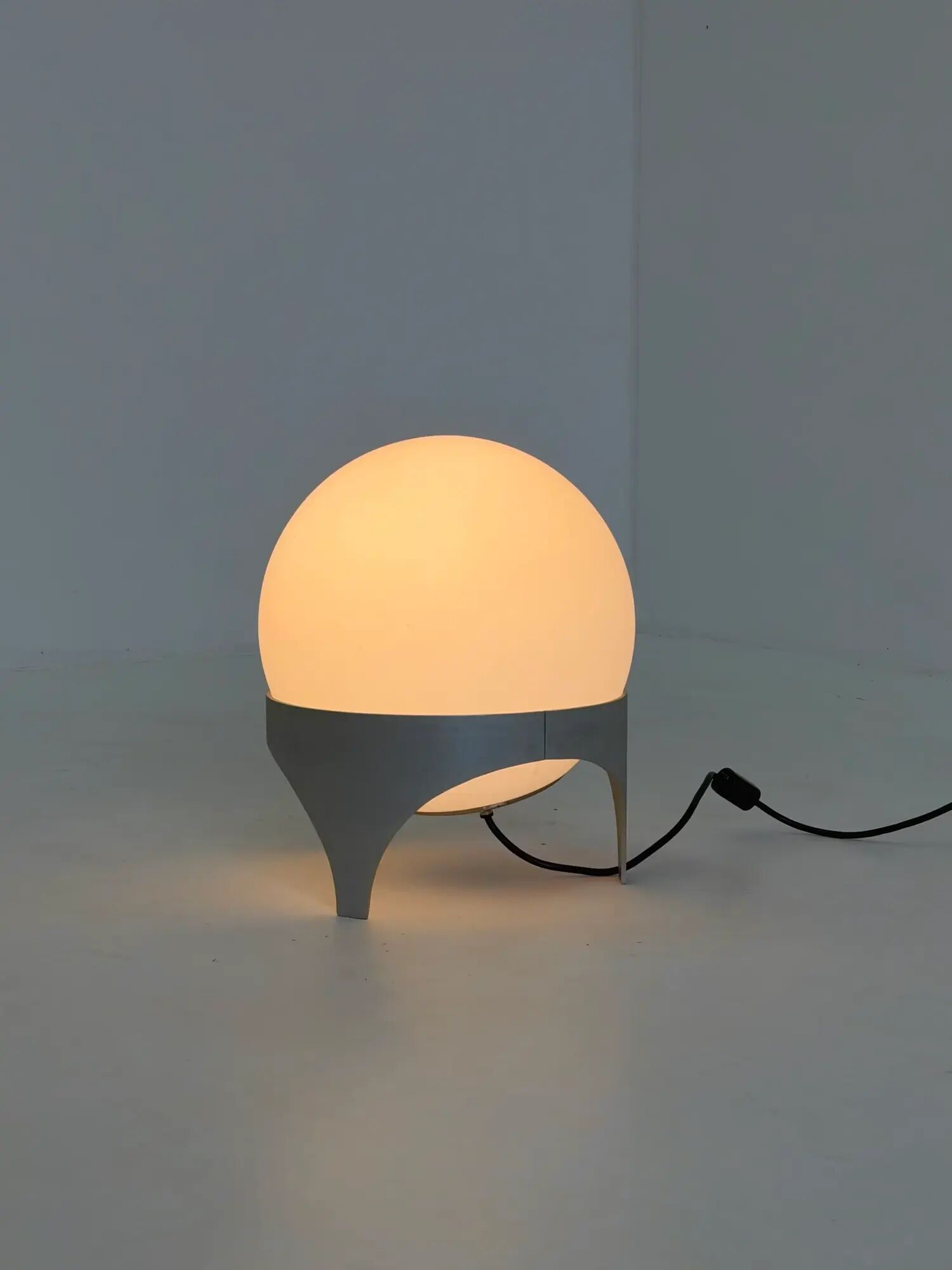 Vintage Space Age table lamp with glass globe and aluminium base