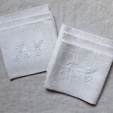 6 damask napkins in large monogrammed linen "MG"