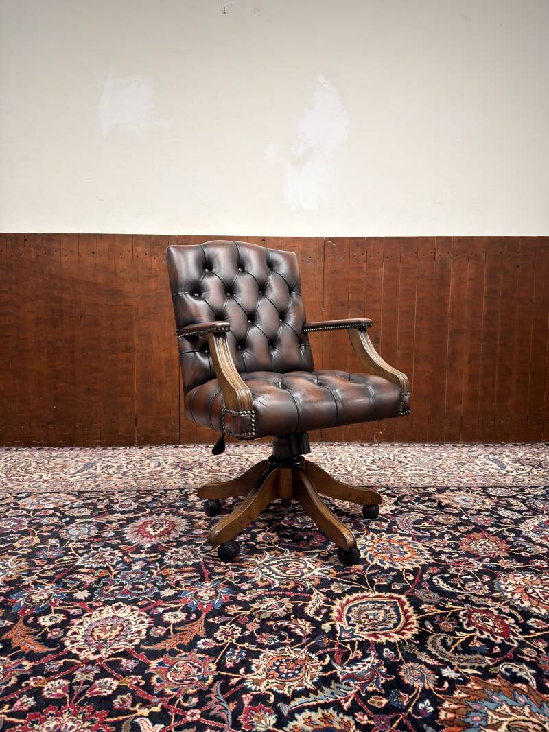 Classic English Oxblood Chesterfield President Chair