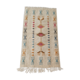 Tapis kilim blanc à motifs berbères multicolores 109x63cm