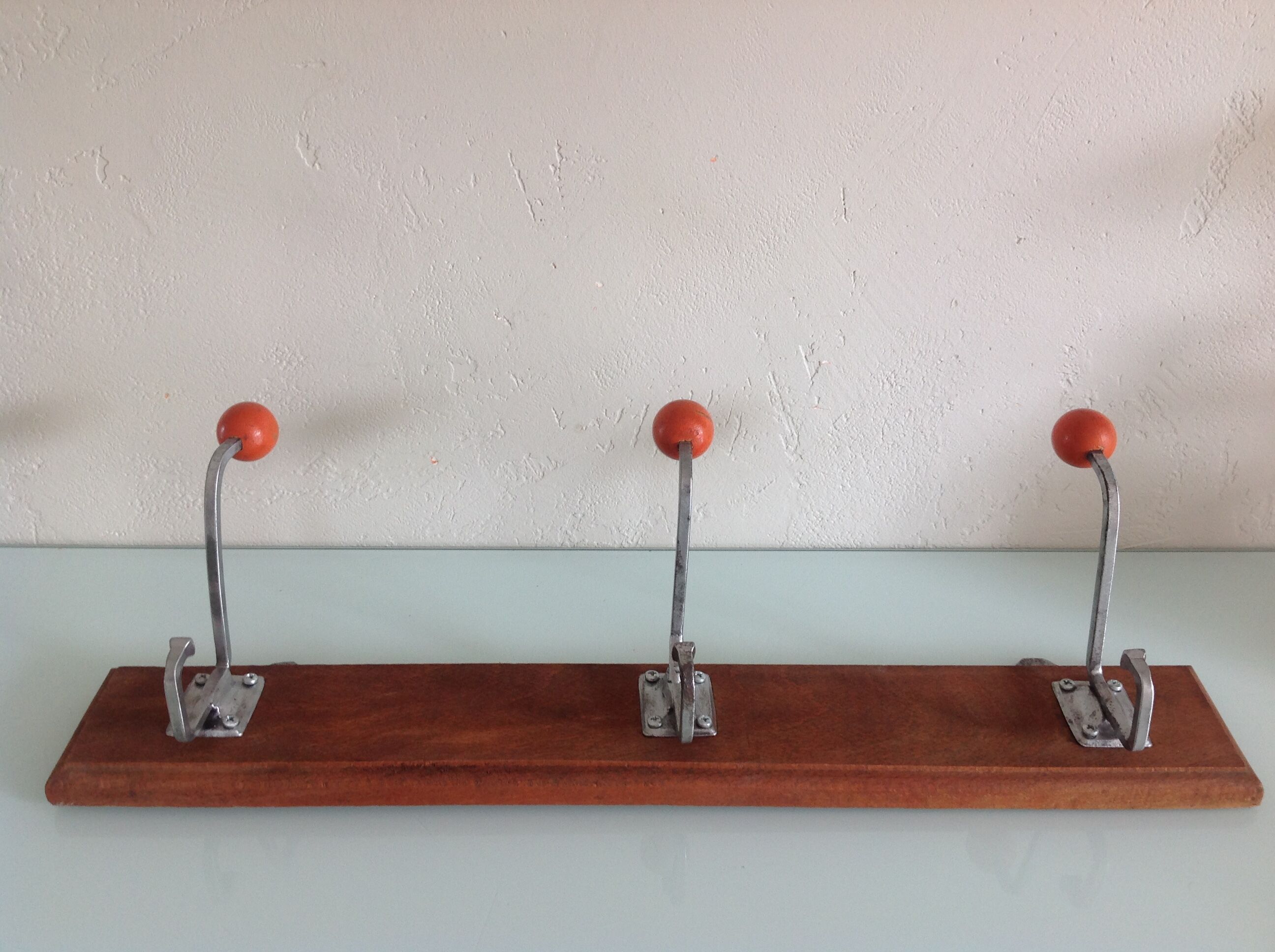 Patère à 3 têtes boules orange / vintage années 50- 60
