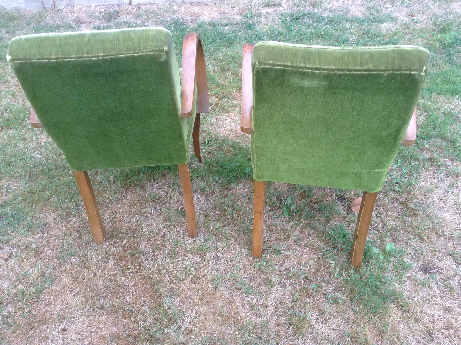 Pair of bridge Green Velvet Chair