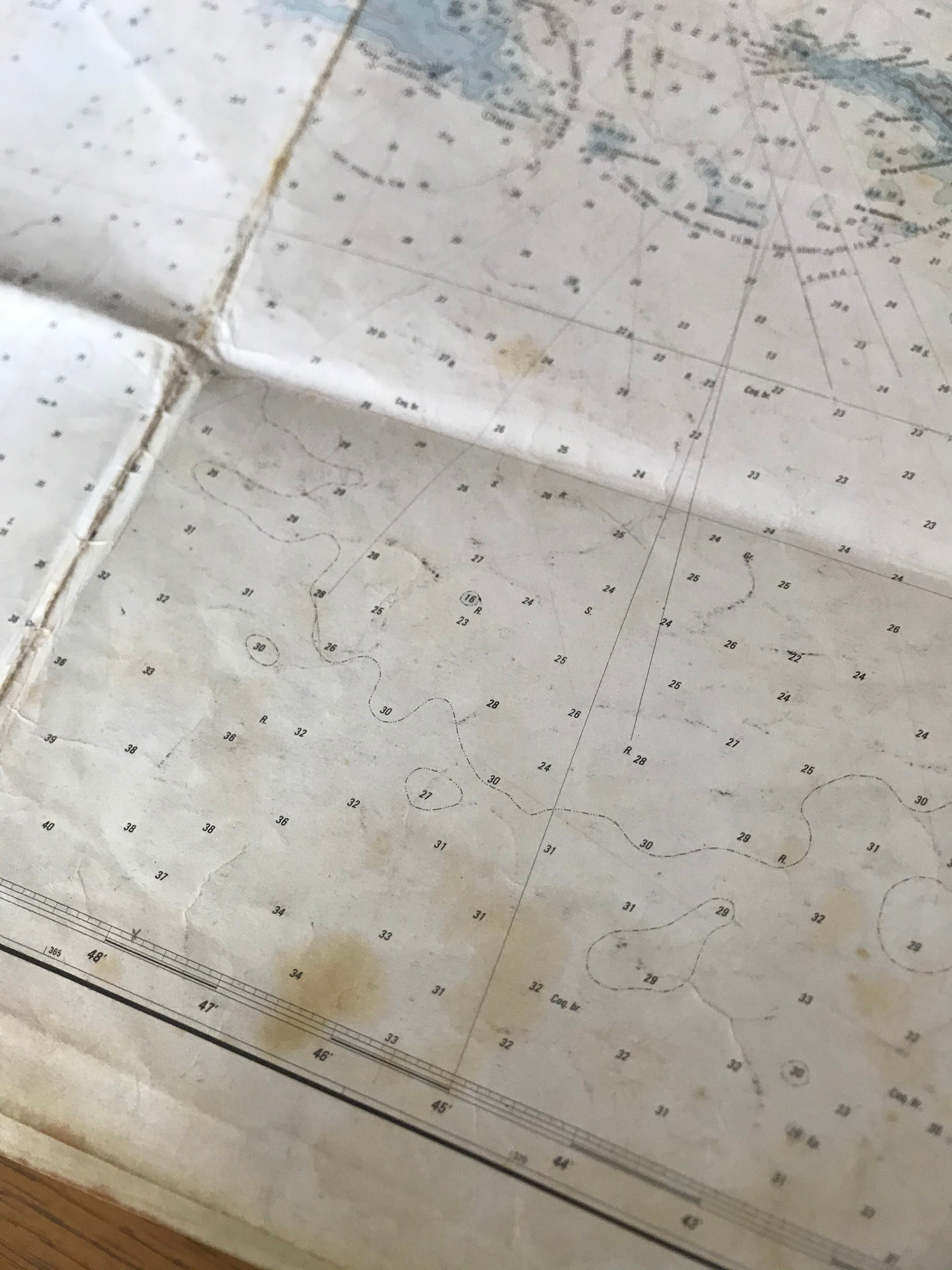 Old nautical charts on the breton coast
