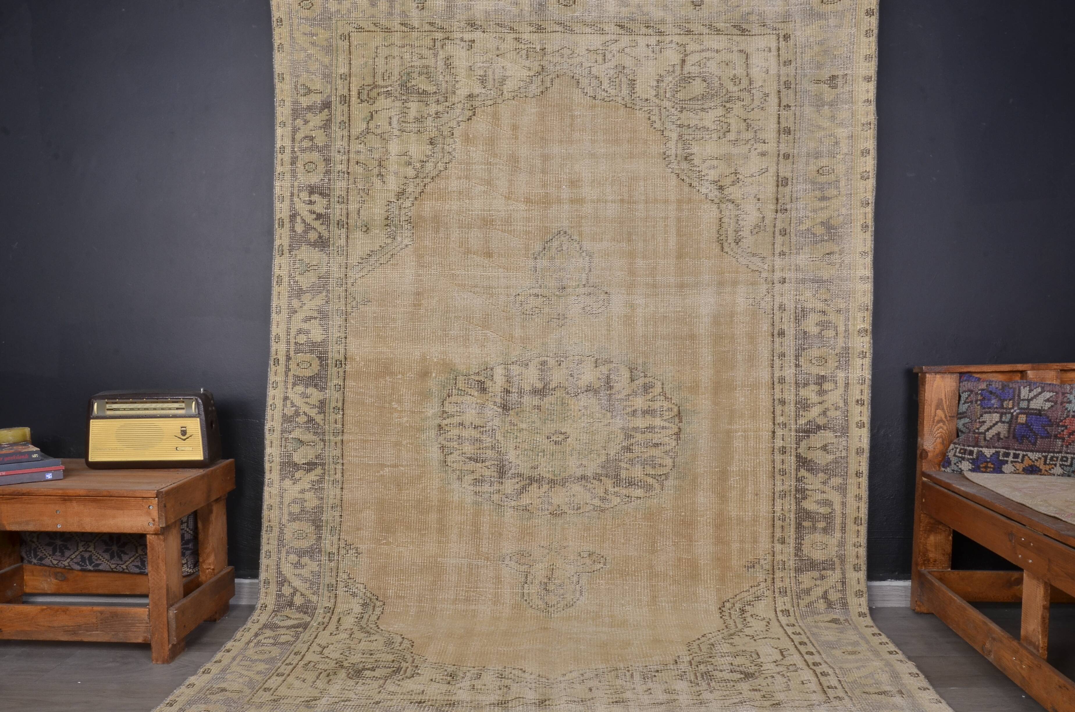 Beige Vintage Turkish Floral Rug sku 1261