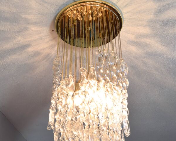 Lustre en verre de Murano et laiton en forme de spirale Italie années 70