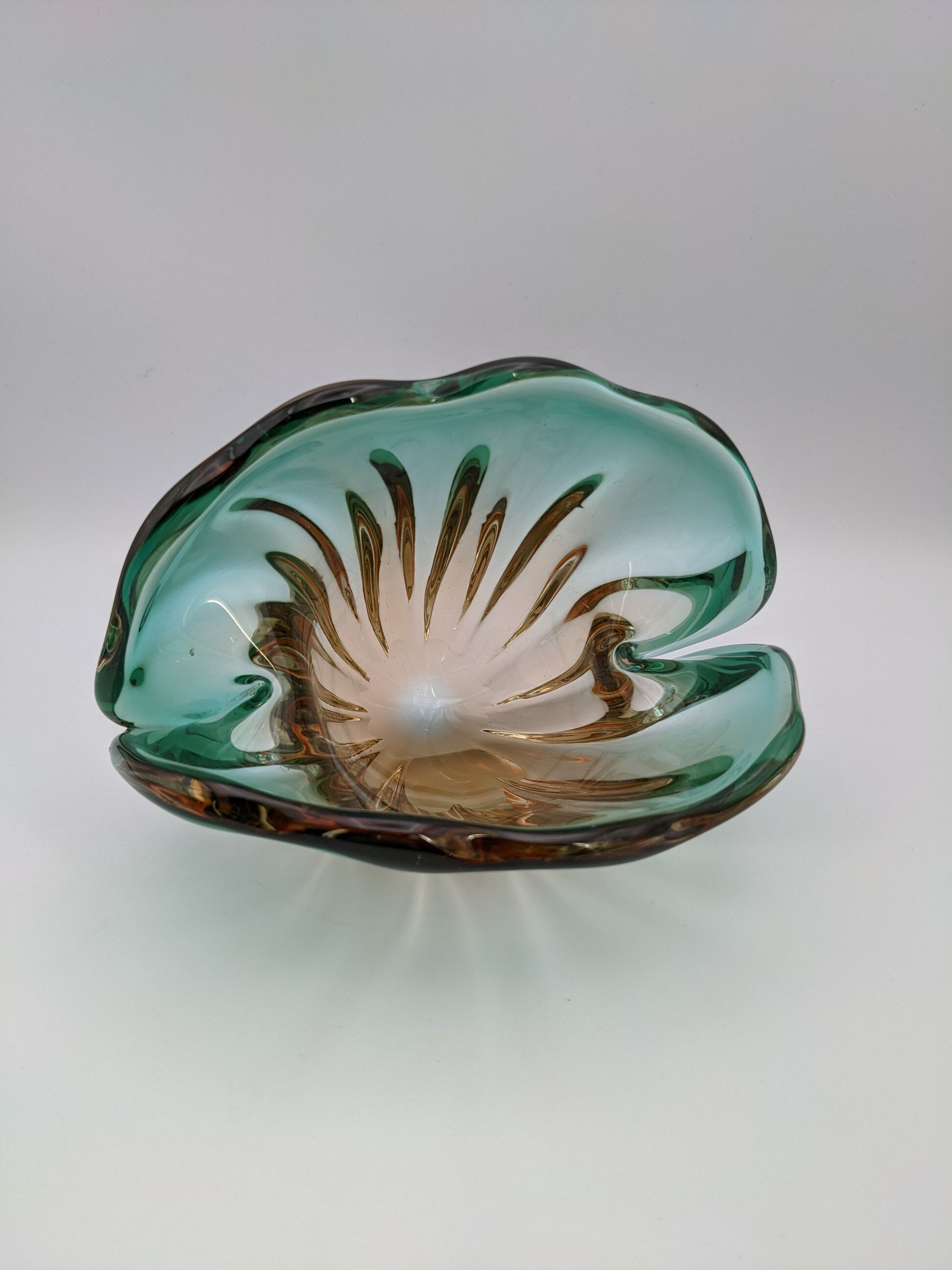 Vide-poche vase verre soufflé coquillage murano seguso bullicante