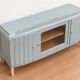 Art Deco sideboard renovated in blue-grey – Bevelled glass and wooden legs – 132.5 cm