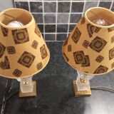 Pair of vintage glass bedside lamps from the 50s