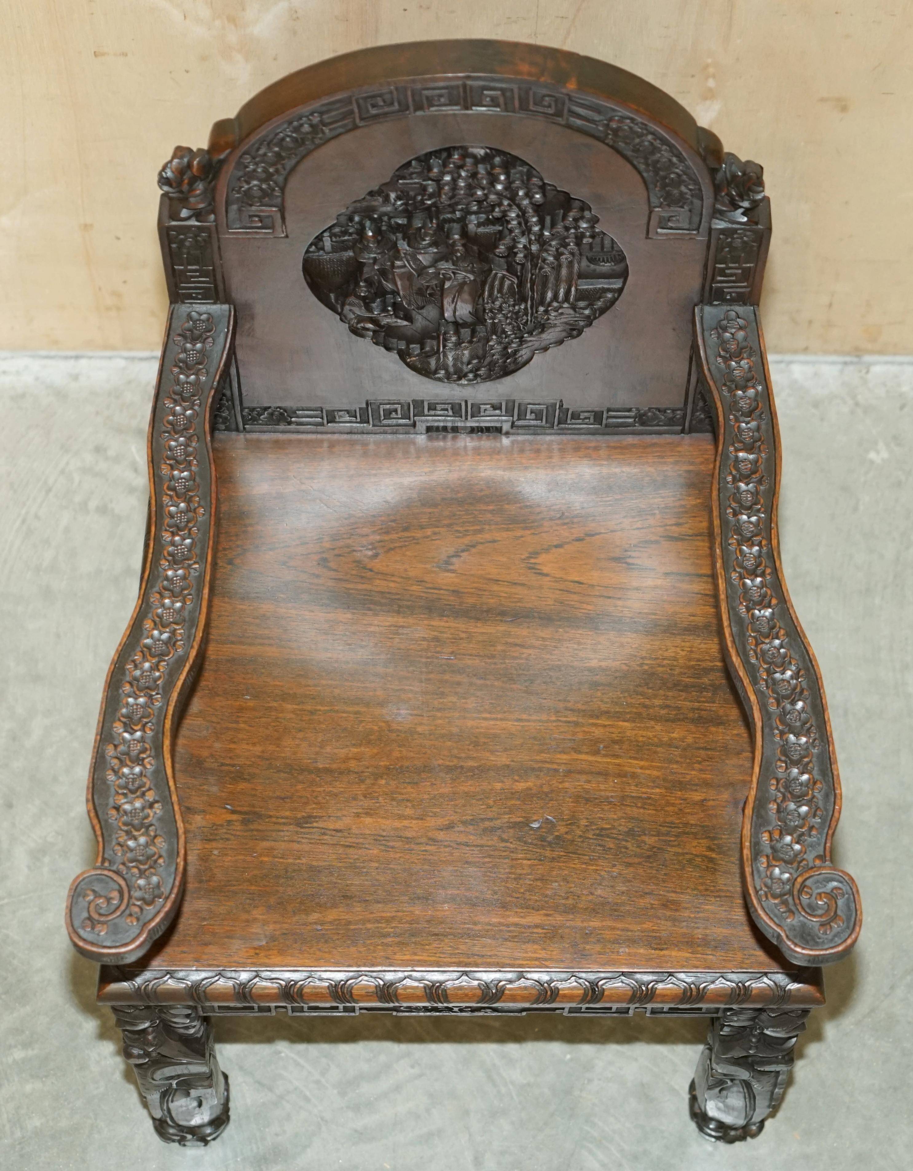 Chinese hand-carved desk from around 1940 with matching chair.