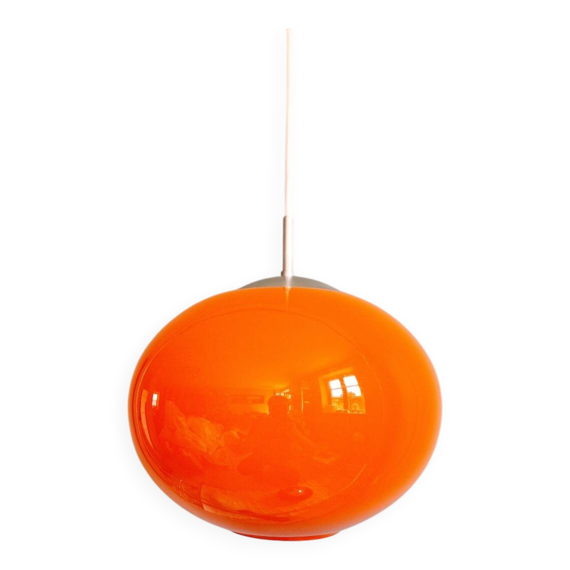 Large Space Age pendant light in orange opaline, 1960s-70s