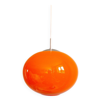Large Space Age pendant light in orange opaline, 1960s-70s