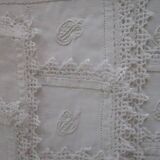 14 antique embroidered, monogrammed tea towels