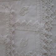 14 antique embroidered, monogrammed tea towels