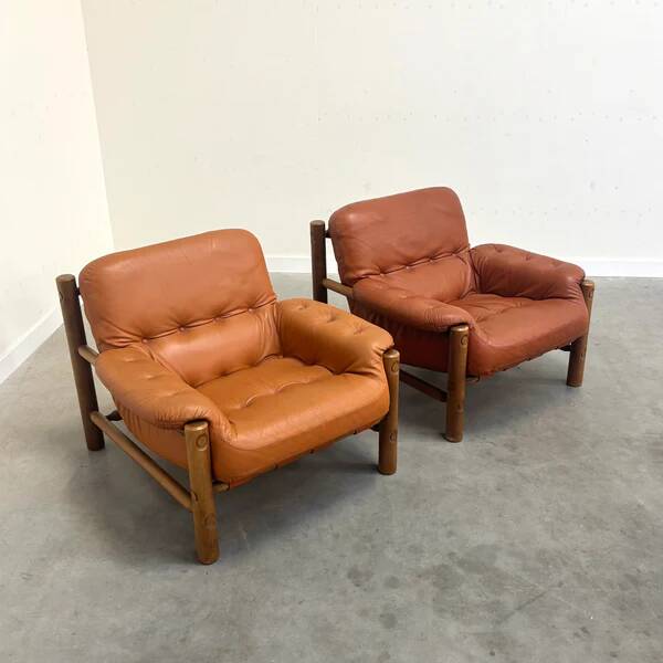 Vintage brutalist, Brazilian style lounge chairs, 1960s