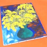 Tableau huile sur toile nature morte bouquet de mimosa