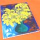 Tableau huile sur toile nature morte bouquet de mimosa
