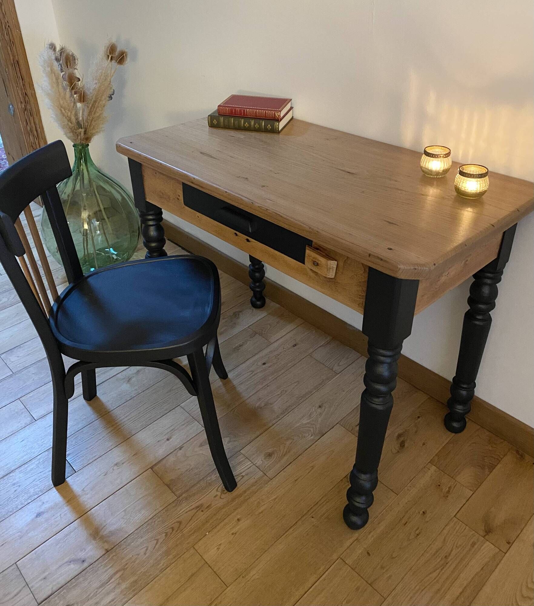 Farm table/desk + Bauman bistro chair