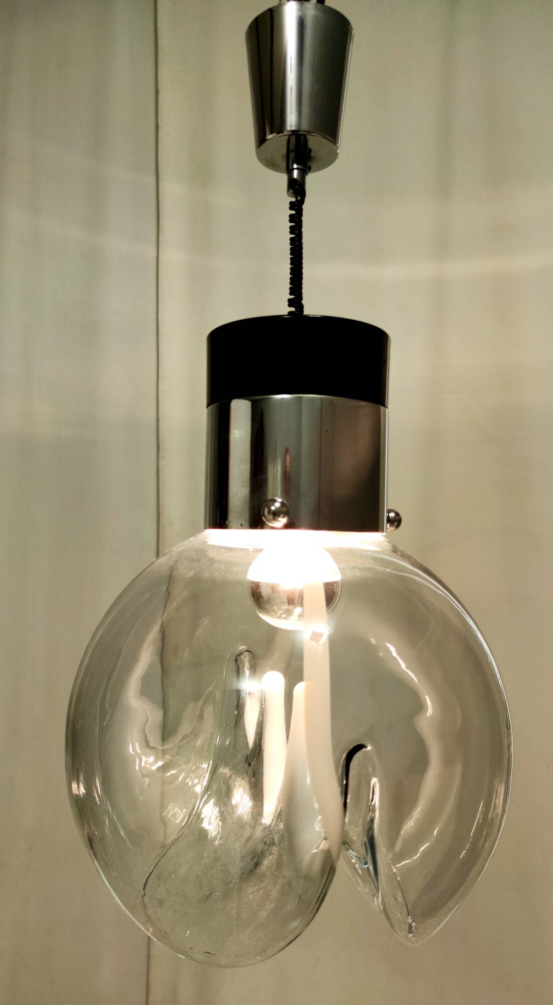 Murano Glass and Varnished Metal Pendant by Toni Zuccheri for Venini, Italy