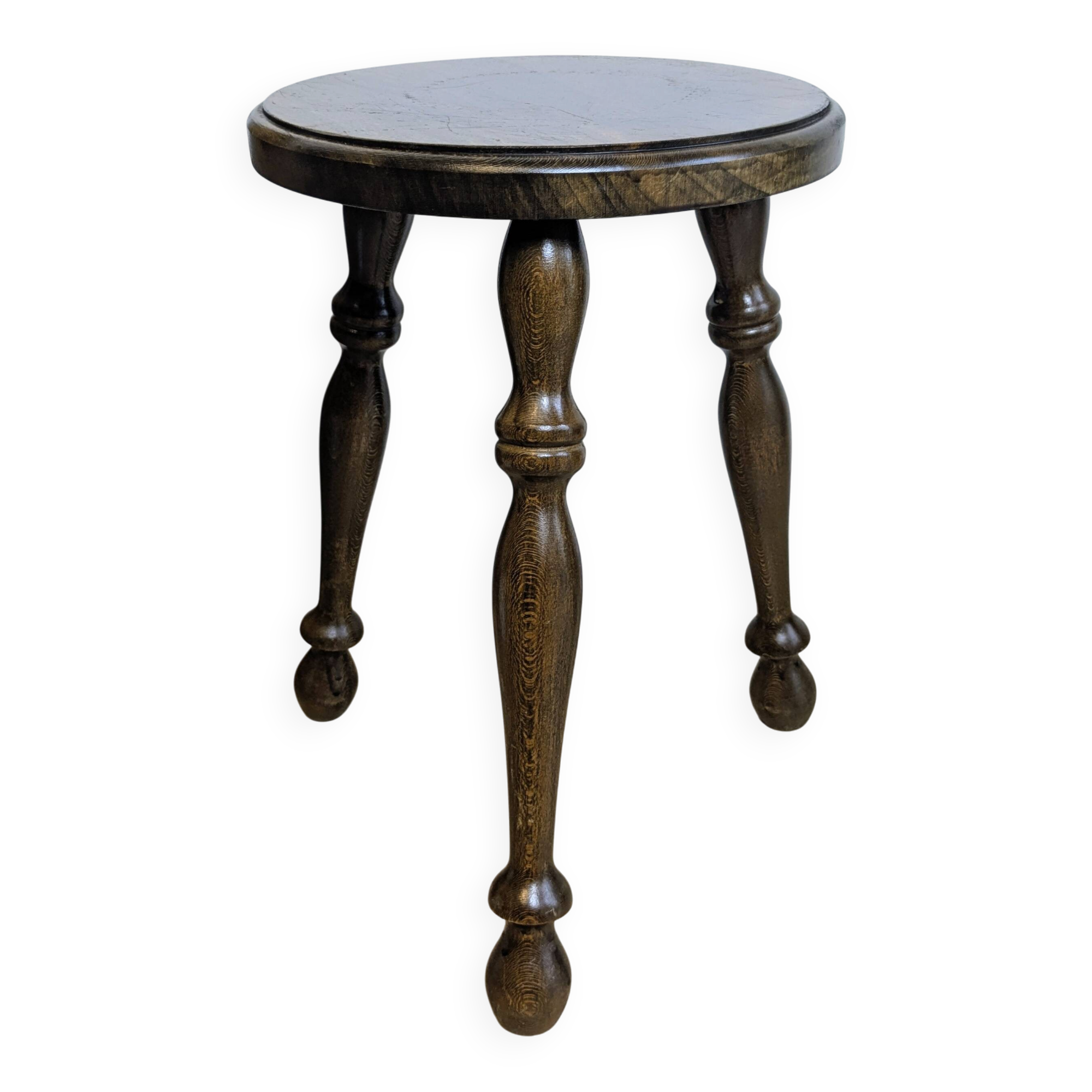 Old turned oak tripod stool