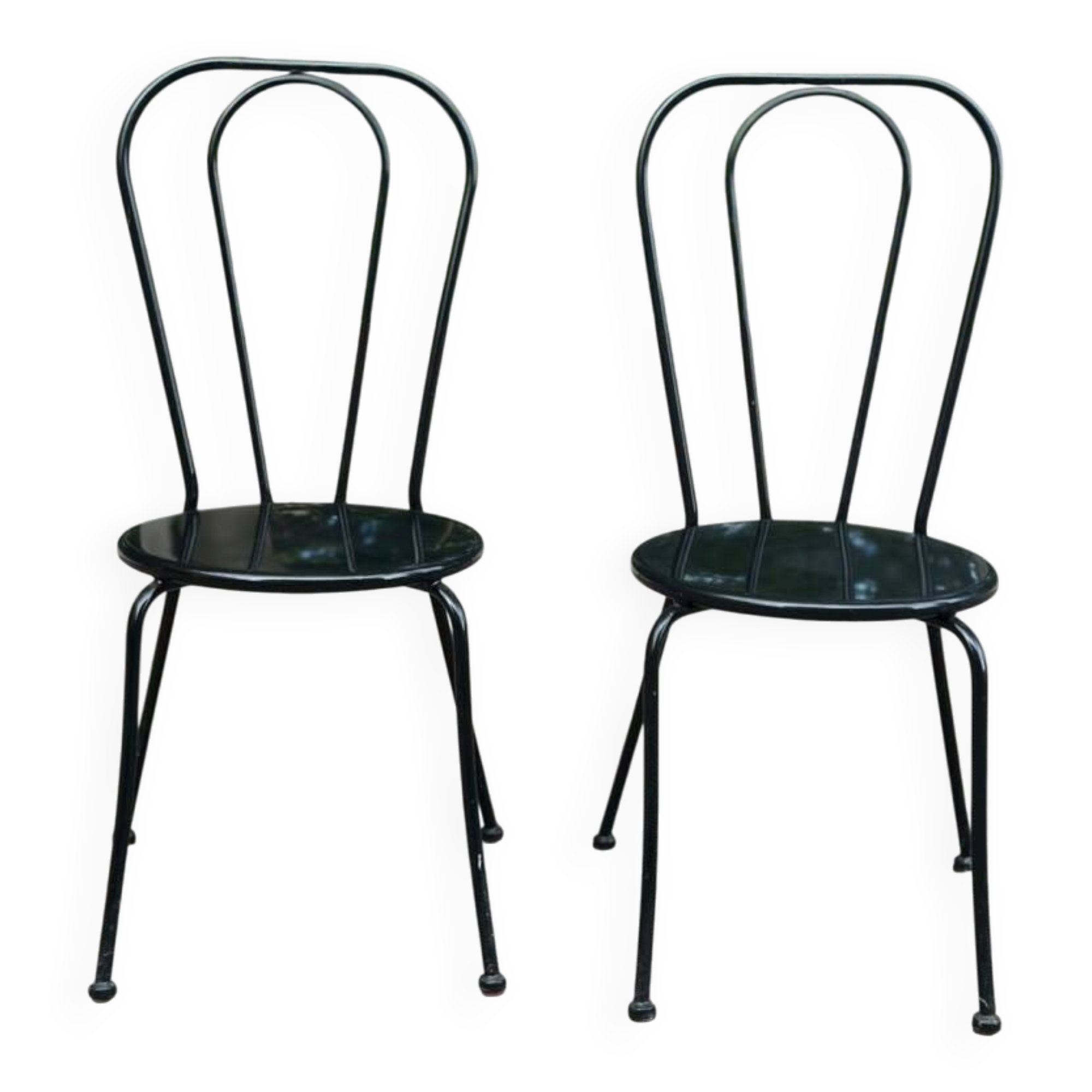 Pair of vintage bistro chairs in black metal — Terrace & Balcony