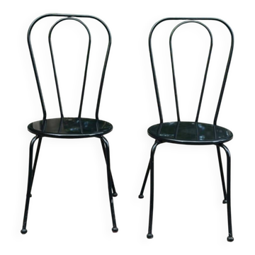 Pair of vintage bistro chairs in black metal — Terrace & Balcony