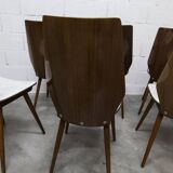 Suite de 6 chaises Baumann modèle 840 G2S finition acajou verni, 1963