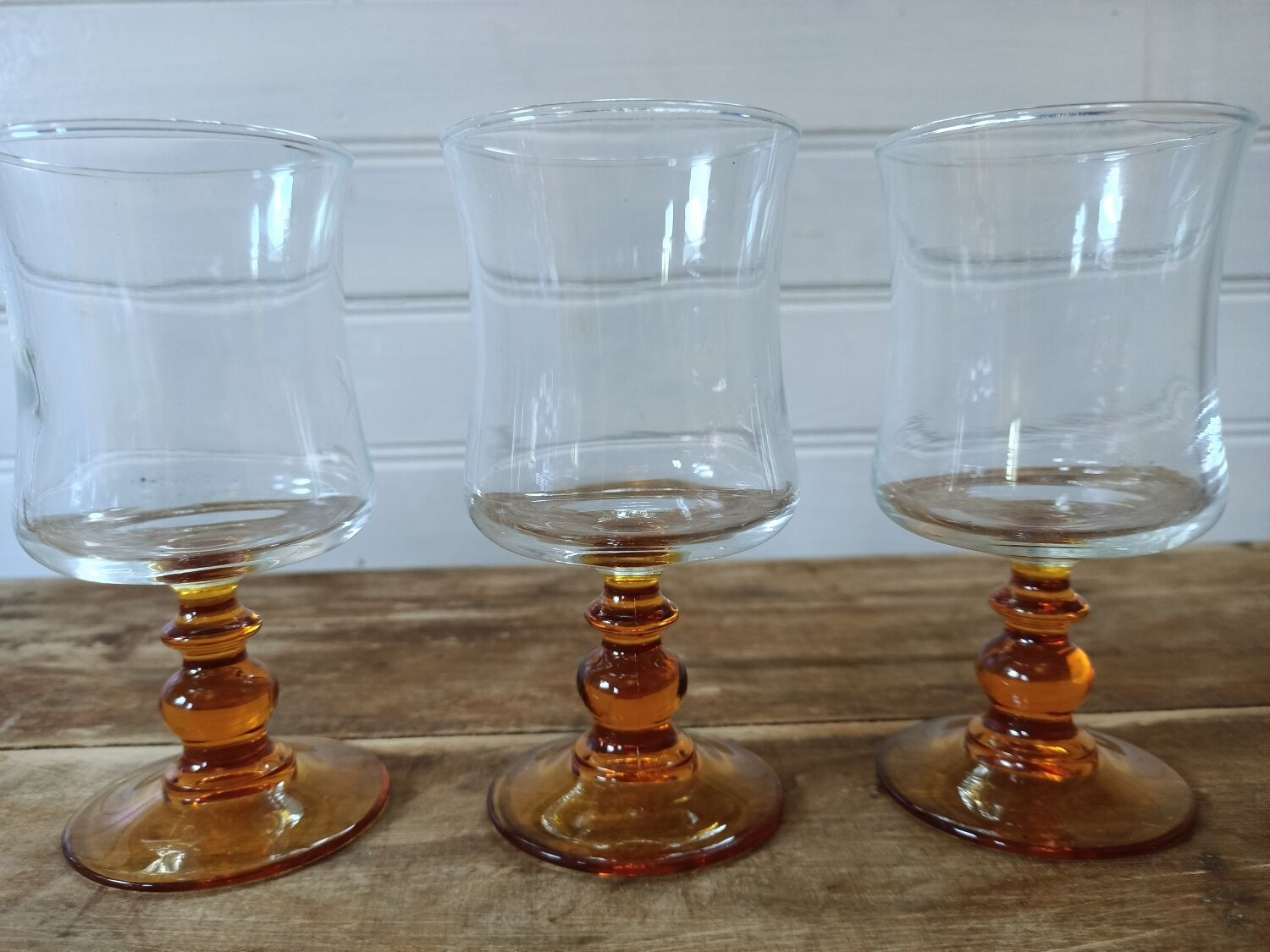 8 amber foot glasses