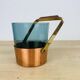 Scandinavian ice bucket in smoked glass and copper, vintage.